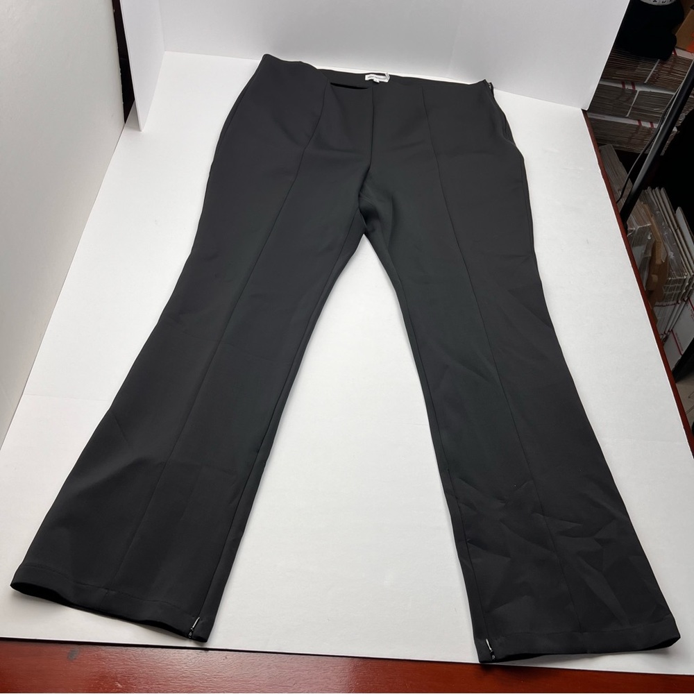 Good American Good Waist Flare Scuba Pant Womens Size 6 3XL Black Side‎ Zipper